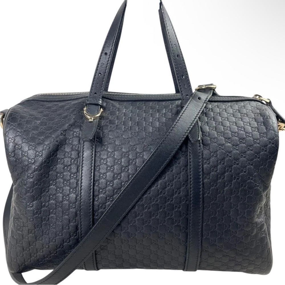 Gucci Black Leather Monogram Bag - Picture 2 of 13